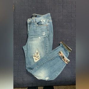 Judy Blue Medium Wash Distressed Skinny Jeans With Camo Print Patch